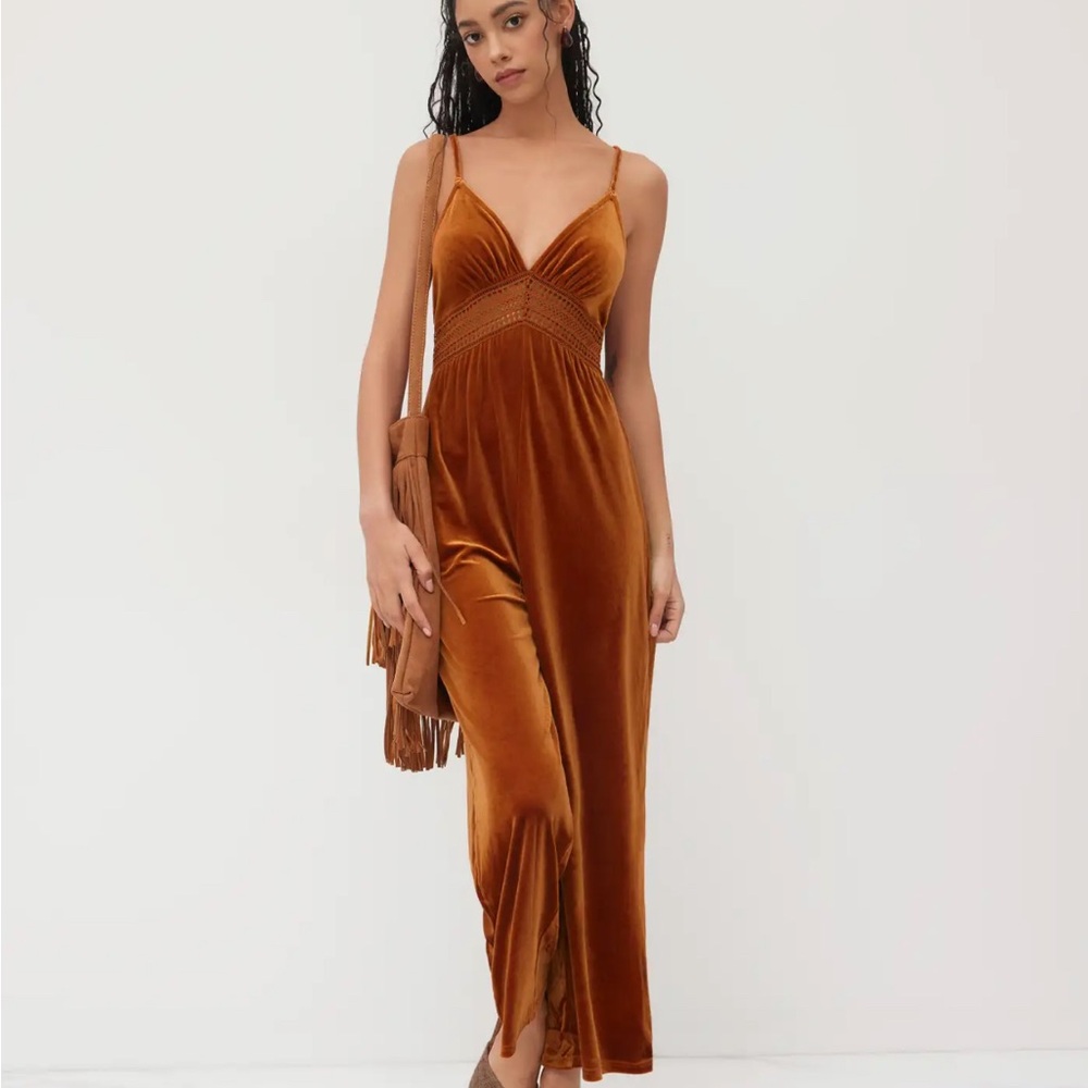 Cider Rich Brown Velvet Maxi Dress
